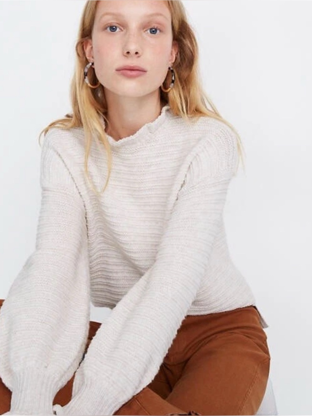 Madewell Ruffle Neck Pullover Sweater Woman’s Size Medium